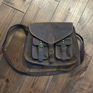 KomalC Leather Saddle Bag